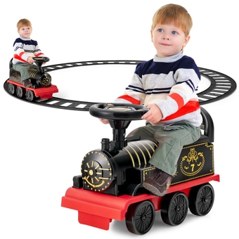 Best Buy Gymax 6v electric kids ride on train motorized train toy w/ track & 6 wheels offer
