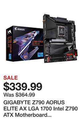 Newegg Gigabyte z790 aorus elite ax lga 1700 intel z790 atx motherboard with ddr5, quad m.2, pcie 5.0, usb 3.2 gen2x2 type-c, intel offer