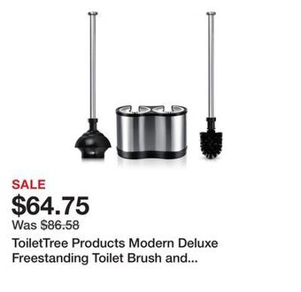 Bed Bath & Beyond Toilettree products modern deluxe freestanding toilet brush and plunger combo (stainless steel, brush and plunger combo set) offer