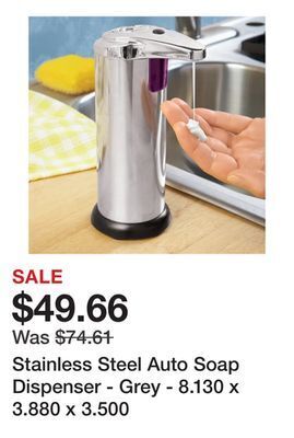 Bed Bath & Beyond Stainless steel auto soap dispenser - grey - 8.130 x 3.880 x 3.500 offer