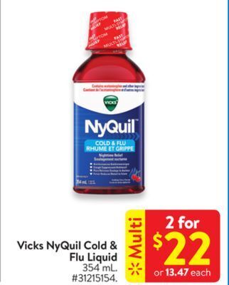 Walmart Vicks nyquil cold & flu liquid offer