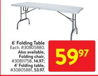 Walmart 6' folding table offer