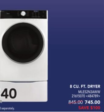 Lowe's Midea 8 cu. ft. dryer offer