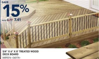 Lowe's 5/4 x 6 x 8' treated wood deck board offer