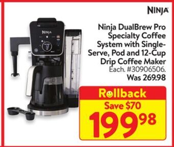Walmart Ninja dualbrew pro specialty coffee system with single-serve, pod and 12-cup drip coffee maker offer