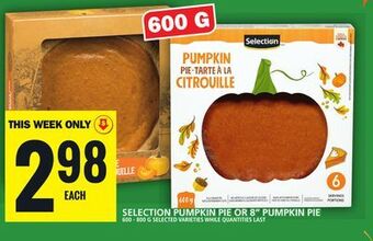 Food Basics Selection pumpkin pie or 8 pumpkin pie offer