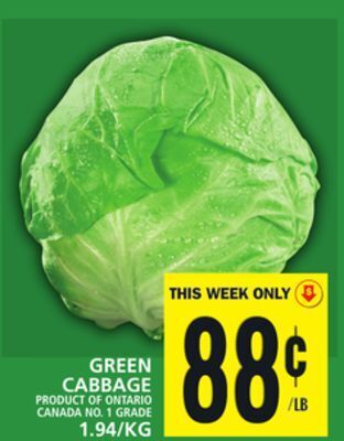 Food Basics Green cabbage offer