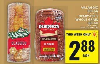 Food Basics Villaggio bread or dempster's whole grain bread offer