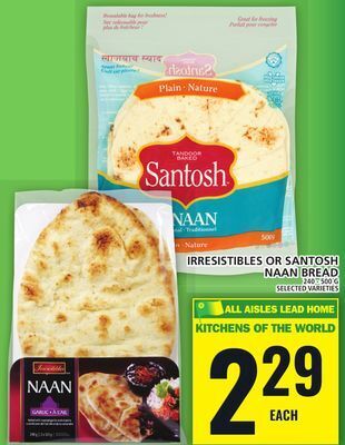 Food Basics Irresistibles or santosh naan bread offer