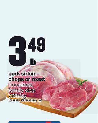 Independent Grocer Pork sirloin chops or roast offer