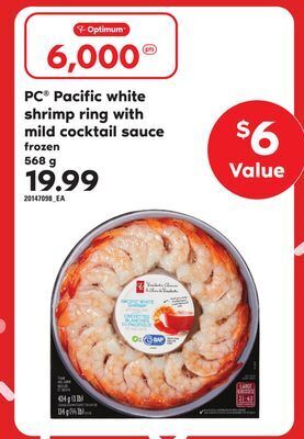Independent Grocer Pc pacific white shrimp ring with mild cocktail sauce, 568 g offer