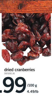 Fortinos Dried cranberries offer