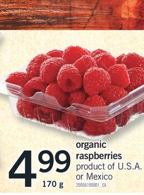 Fortinos Organic raspberries, 170 g offer