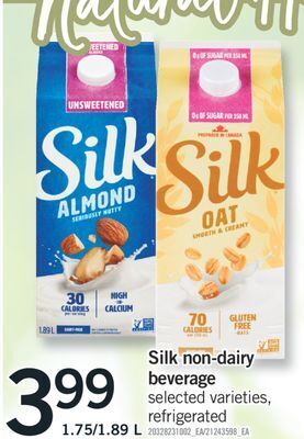 Fortinos Silk non-dairy beverage, 1.75/1.89 l offer