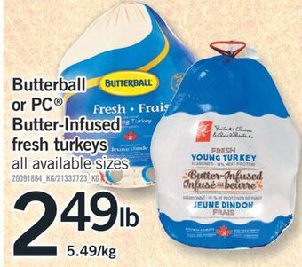 Fortinos Butterball or pc butter-infused fresh turkeys offer