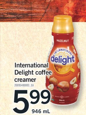 Fortinos International delight coffee creamer 946 ml offer