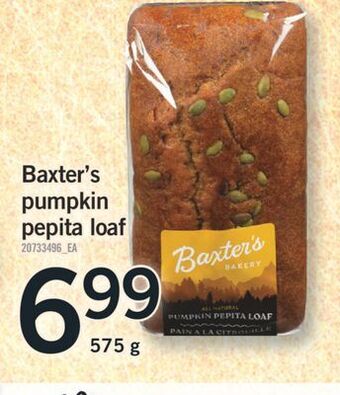 Fortinos Baxter's pumpkin pepita loaf, 575 g offer