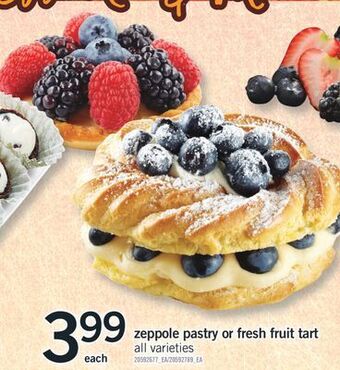 Fortinos Zeppole pastry or fresh fruit tart offer