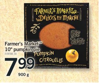 Fortinos Farmer's market 10 pumpkin pie, 900 g offer