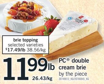 Fortinos Pc double double cream brie offer