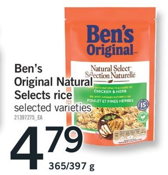 Fortinos Ben's original natural selects rice 365/397 g offer