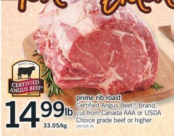 Fortinos Prime rib roast offer