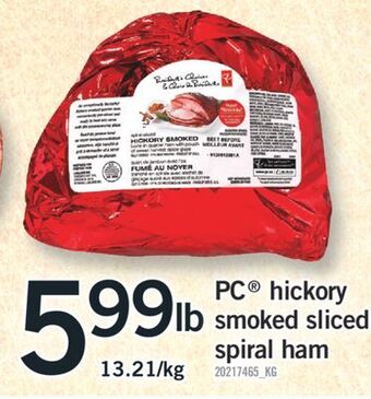 Fortinos Pc hickory smoked sliced spiral ham offer