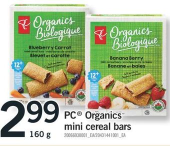 Fortinos Pc organics mini cereal bars, 160 g offer