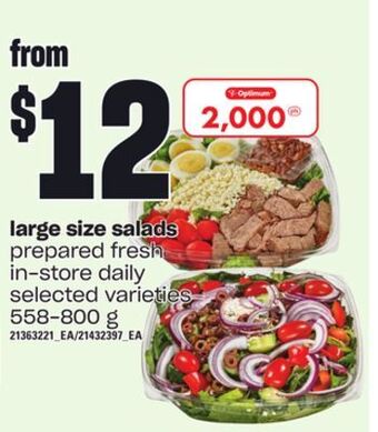 Loblaws Large size salads, 558-800 g offer