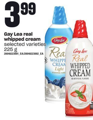 Loblaws Gay lea real whipped cream, 225 g offer