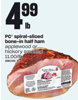 Loblaws Pc spiral-sliced bone-in half ham offer
