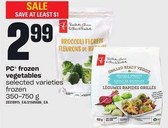 Loblaws Pc frozen vegetables, 350-750 g offer