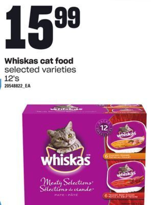 Loblaws Whiskas cat food, 12's offer