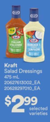 Loblaws Kraft salad dressings, 475 ml offer