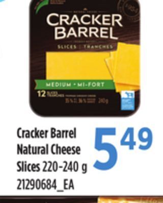 Loblaws Cracker barrel natural cheese slices, 220-240 g offer