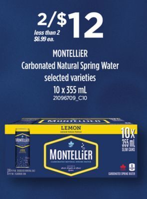 Loblaws Montellier carbonated natural spring water, 10 x 355 ml offer