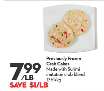 Longo's Previously frozen crab cakes offer