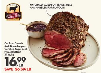 Longo's Cut from aaa grade longo's certified angus beef prime rib roast offer