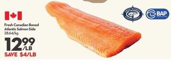 Longo's Fresh canadian boned atlantic salmon side offer