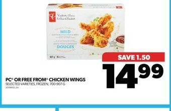 Real Canadian Superstore Pc or free from chicken wings, 700-907 g offer