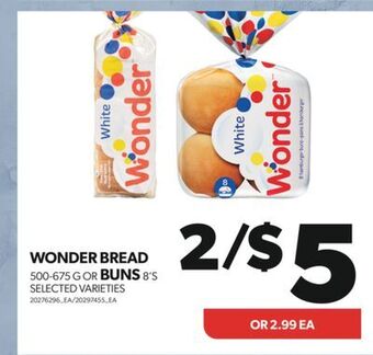 Real Canadian Superstore Wonder bread, 500-675 g or buns, 8's offer