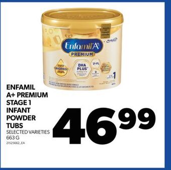 Real Canadian Superstore Enfamil a+ premium stage 1 infant powder tubs, 663 g offer