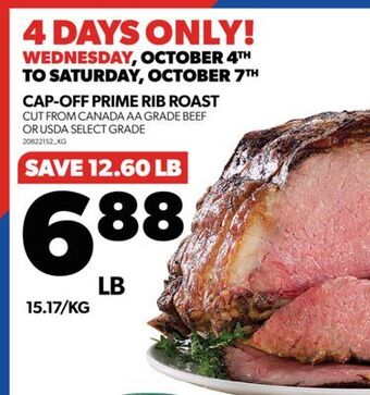 Real Canadian Superstore Cap-off prime rib roast offer