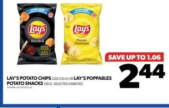 Real Canadian Superstore Lay's potato chips, 220/235 g or lay's poppables potato snacks, 130 g offer