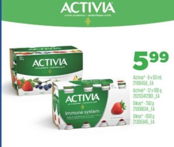 Real Canadian Superstore Activia - 8 x 93 ml, activia - 12 x 100 g, oikos - 750 g, oikos - 650 g offer