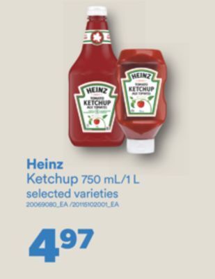 Real Canadian Superstore Heinz ketchup, 750 ml/1 l offer