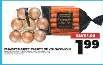 Real Canadian Superstore Farmer's market carrots or yellow onions, 3 lb offer