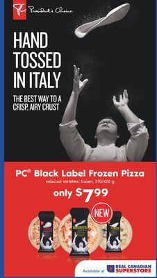 Real Canadian Superstore Pc black label frozen pizza, 370/420 g offer