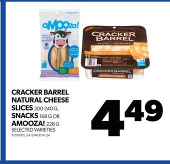 Real Canadian Superstore Cracker barrel natural cheese slices, 200-240 g, snacks, 168 g or amooza!, 228 g offer