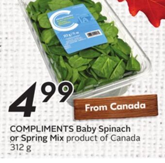 Sobeys Baby spinach or spring mix offer